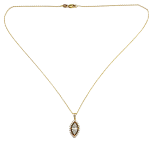 Collier Or Jaune 18K & Diamants Naturels – Pendentif Marquise Pavé, Éclat Élégant.