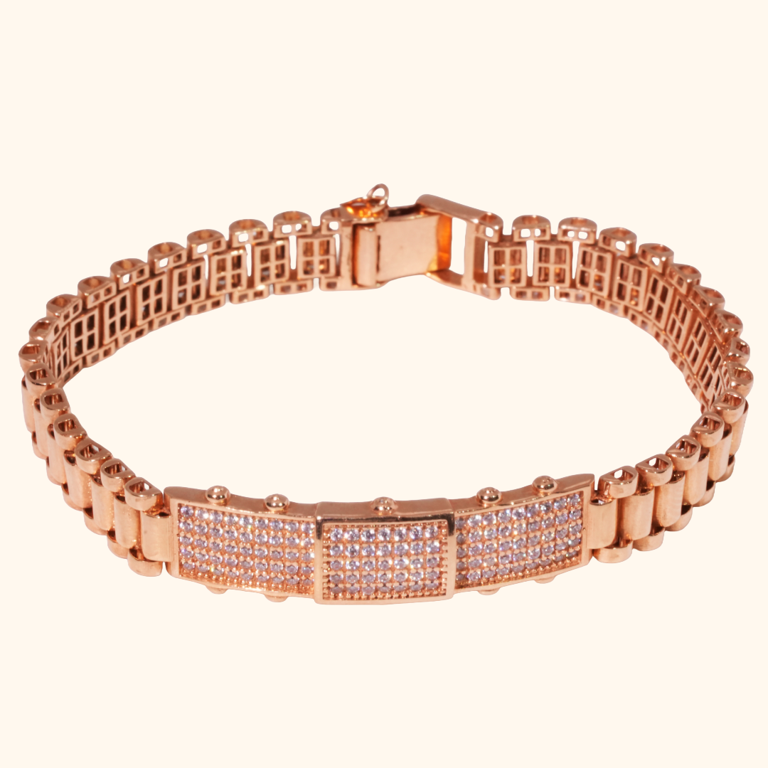 Gourmette en Or Rose 18 Carats Sertie de Zirconiums Premium – Élégance & Prestige