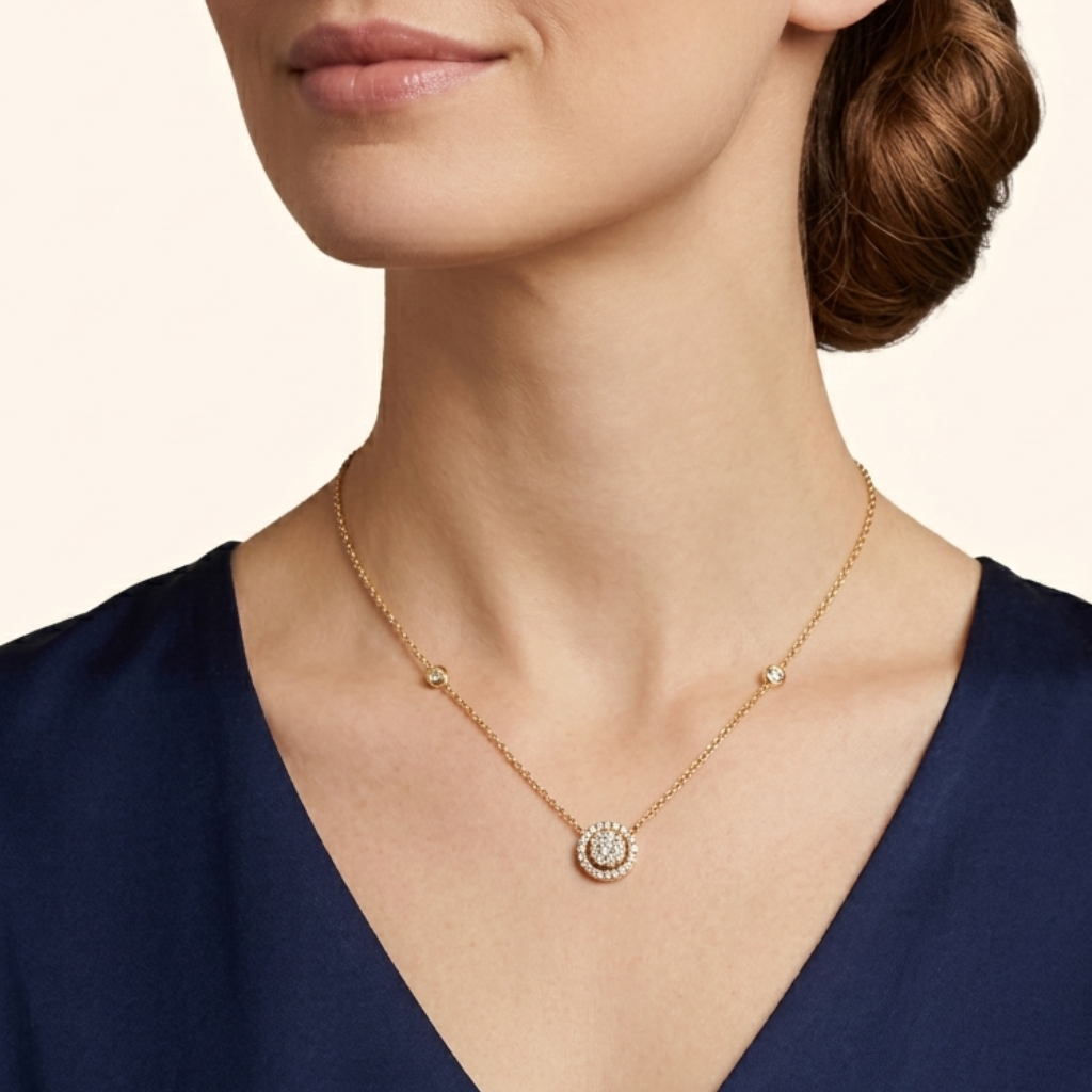 Collier Élégant en Or Jaune 18 Carats avec Zirconium Premium – Bijou Raffiné pour Femme