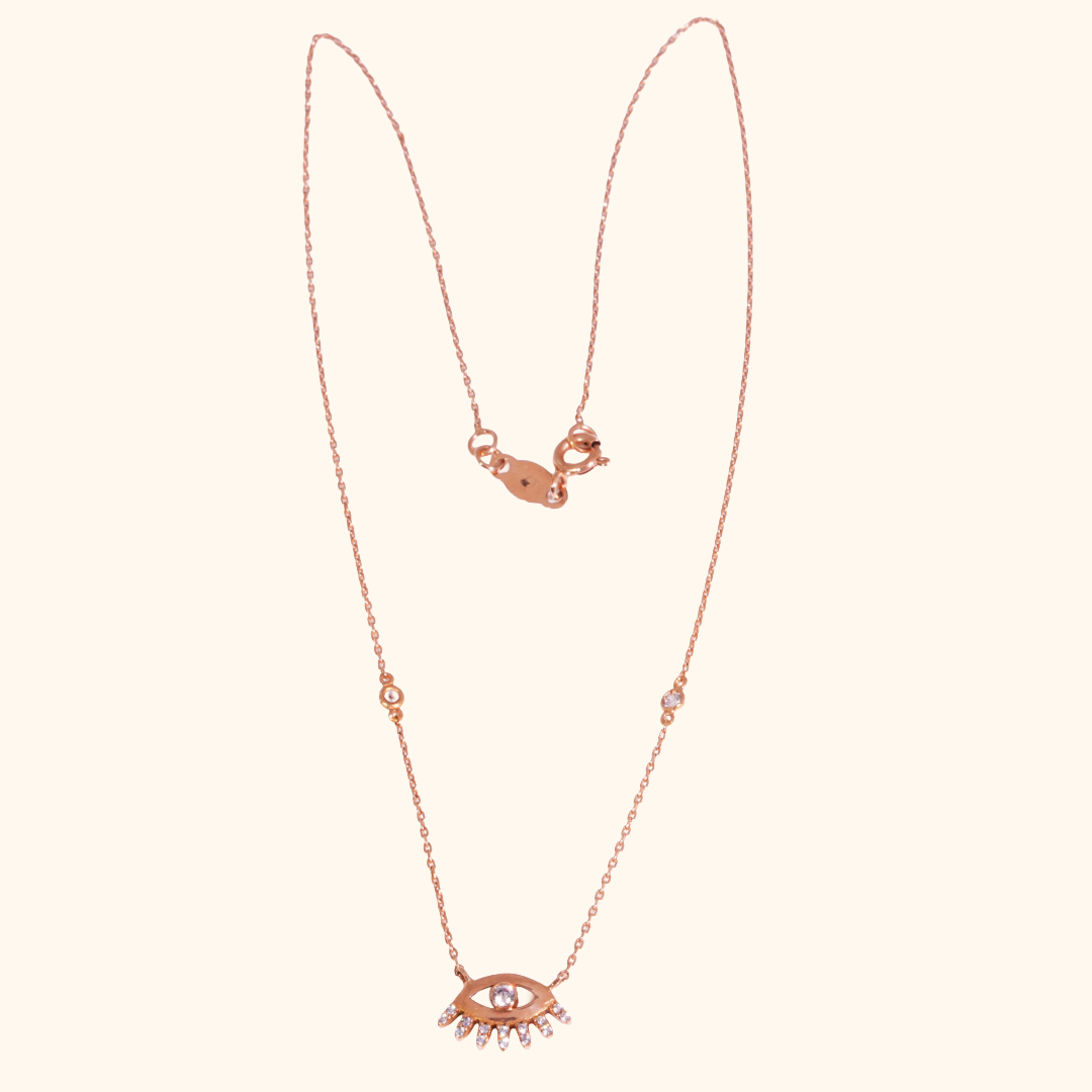 Collier Œil en Or Rose 18 Carats – Bijou Féminin Élégant et Raffiné