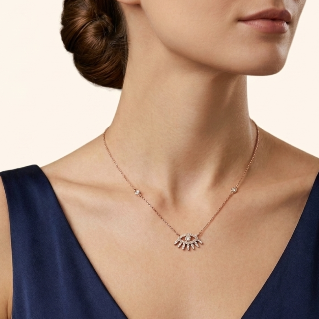 Collier Œil en Or Rose 18 Carats – Bijou Féminin Élégant et Raffiné
