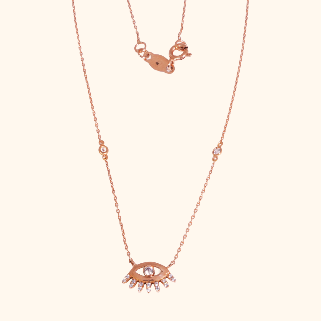 Collier Œil en Or Rose 18 Carats – Bijou Féminin Élégant et Raffiné