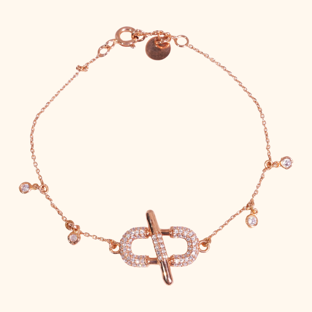 Gourmette Élégante en Or Rose avec Zirconium Premium – Bijou Femme Chic au Maroc