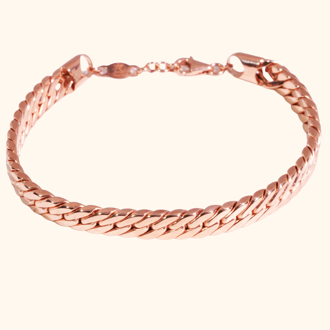 Gourmette en Or Rose 18 Carats à Maille Tressée – Élégance Intemporelle au Maroc
