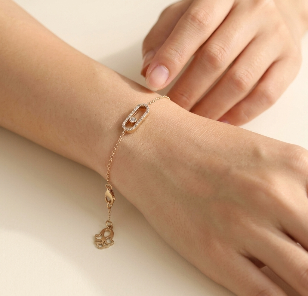 Gourmette Femme en Or Jaune 18 Carats avec Zirconium – Bracelet Élégant et Raffiné
