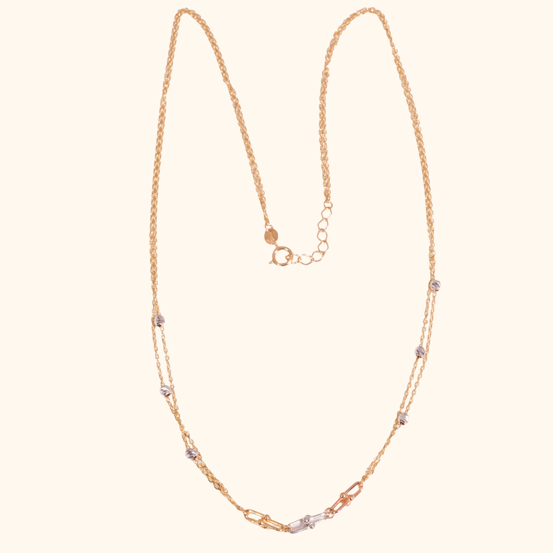 Collier Femme Long Bicolore – Chaîne Fine Élégante et Raffinée