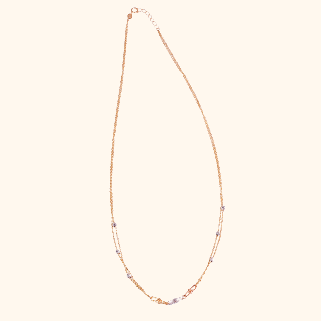 Collier Femme Long Bicolore – Chaîne Fine Élégante et Raffinée