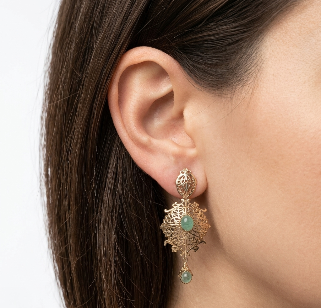 Boucles d'Oreilles Arabesque Royale en Or Rose 18 Carats