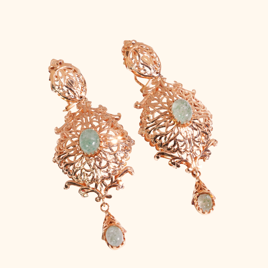 Boucles d'Oreilles Arabesque Royale en Or Rose 18 Carats