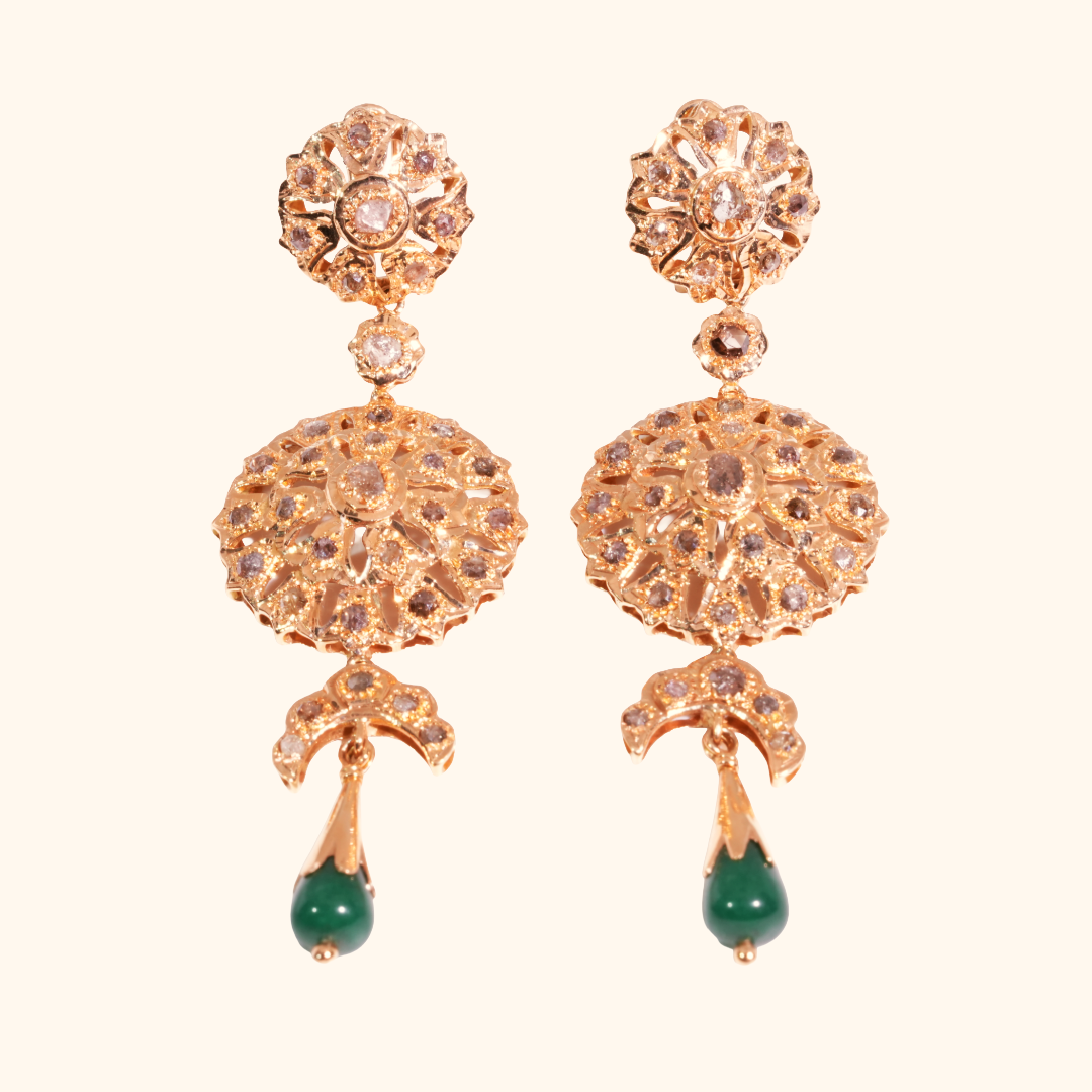 Boucles d’Oreilles Héritage Émeraude en Or Rose 18 Carats