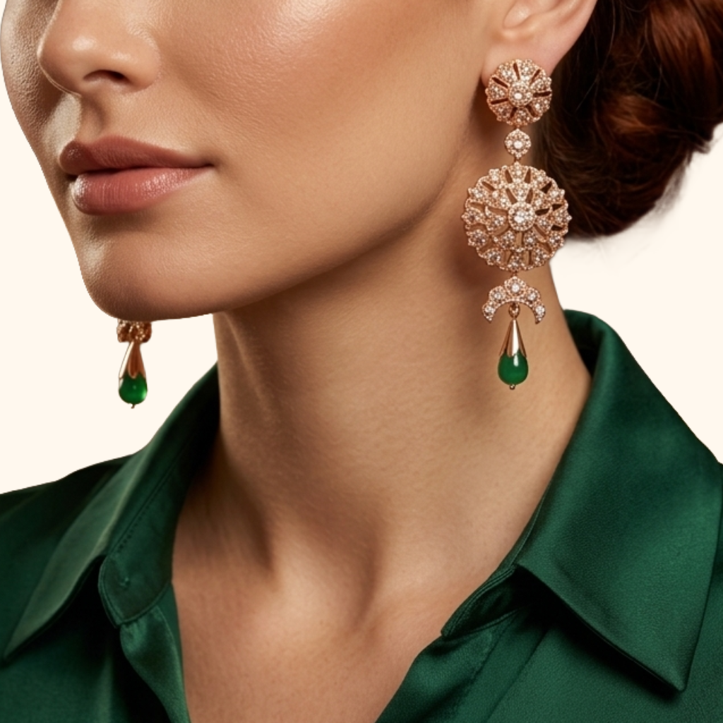 Boucles d’Oreilles Héritage Émeraude en Or Rose 18 Carats