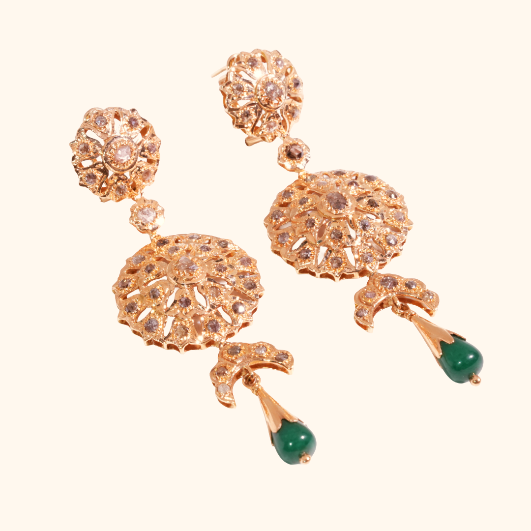 Boucles d’Oreilles Héritage Émeraude en Or Rose 18 Carats