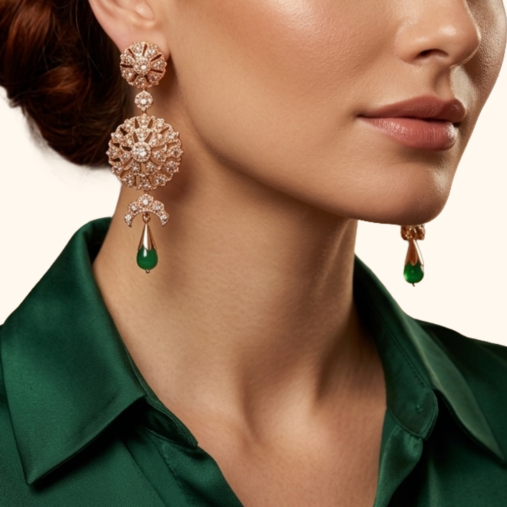 Boucles d’Oreilles Héritage Émeraude en Or Rose 18 Carats