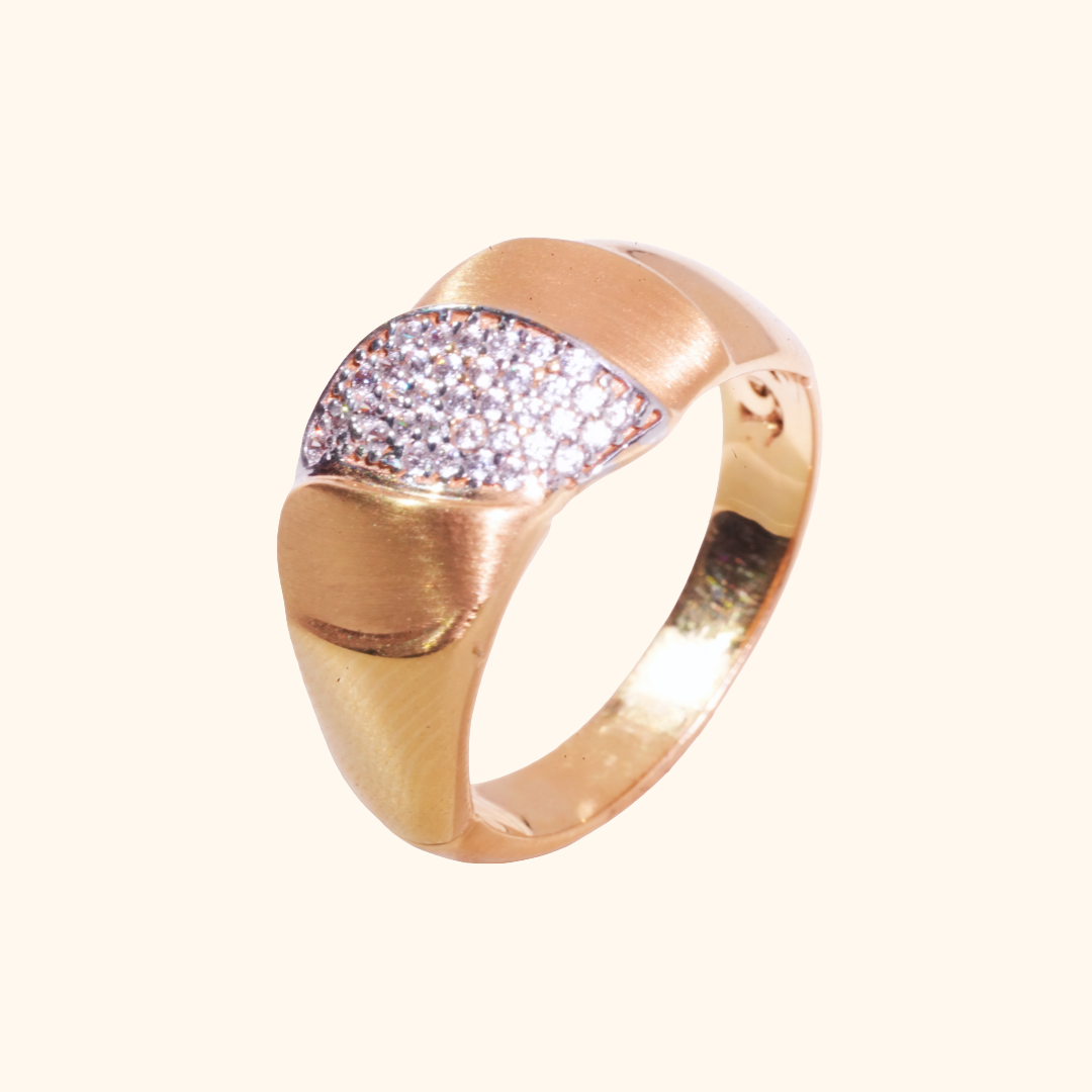 Bague Femme Or Rose 18 Carats avec Oxyde de Zirconium Premium – Bague Chic Pavée et Élégante