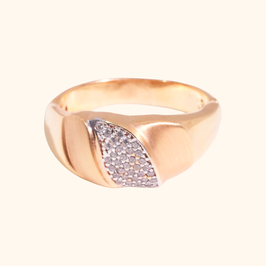 Bague Femme Or Rose 18 Carats avec Oxyde de Zirconium Premium – Bague Chic Pavée et Élégante