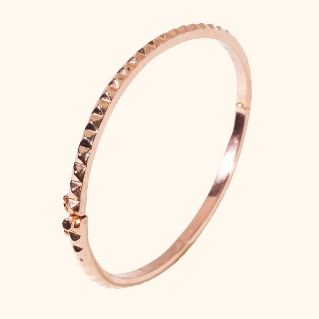 Bracelet Jonc Femme en Or Rose – Bracelet Rigide Élégant avec Finition Texturée