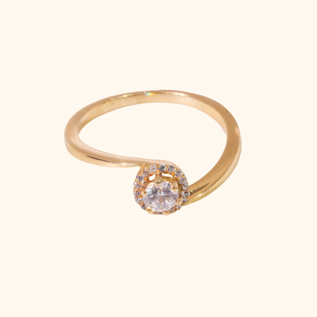 Bague de Mariage Femme en Or Jaune – Oxyde de Zirconium Premium, Anneau Élégant et Pierre Centrale Éclatante