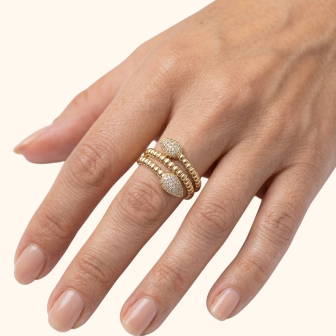 Bague Élara Impériale en OR jaune 18 Carats – Joaillerie Contemporaine Pavée de Pierres