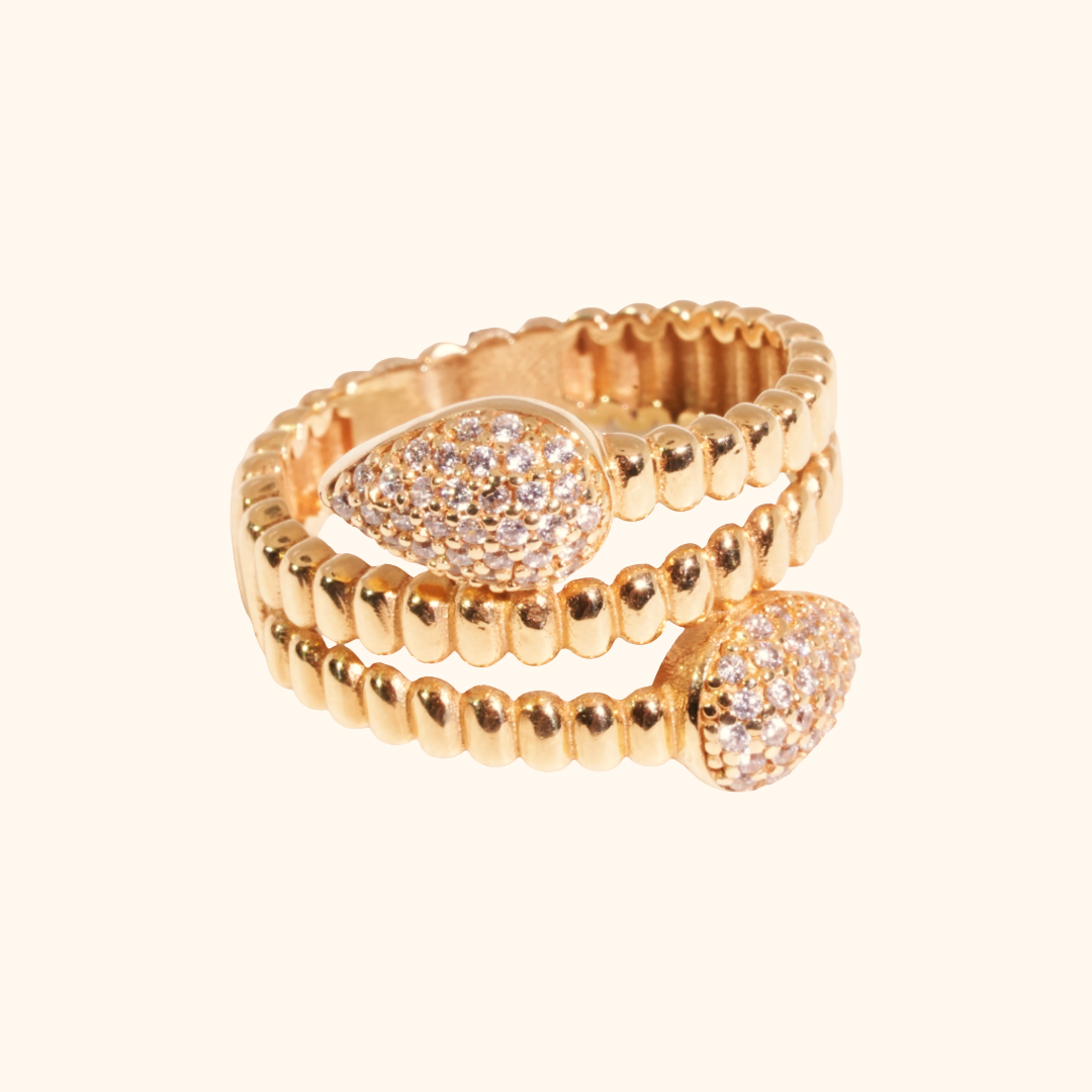 Bague Élara Impériale en OR jaune 18 Carats – Joaillerie Contemporaine Pavée de Pierres
