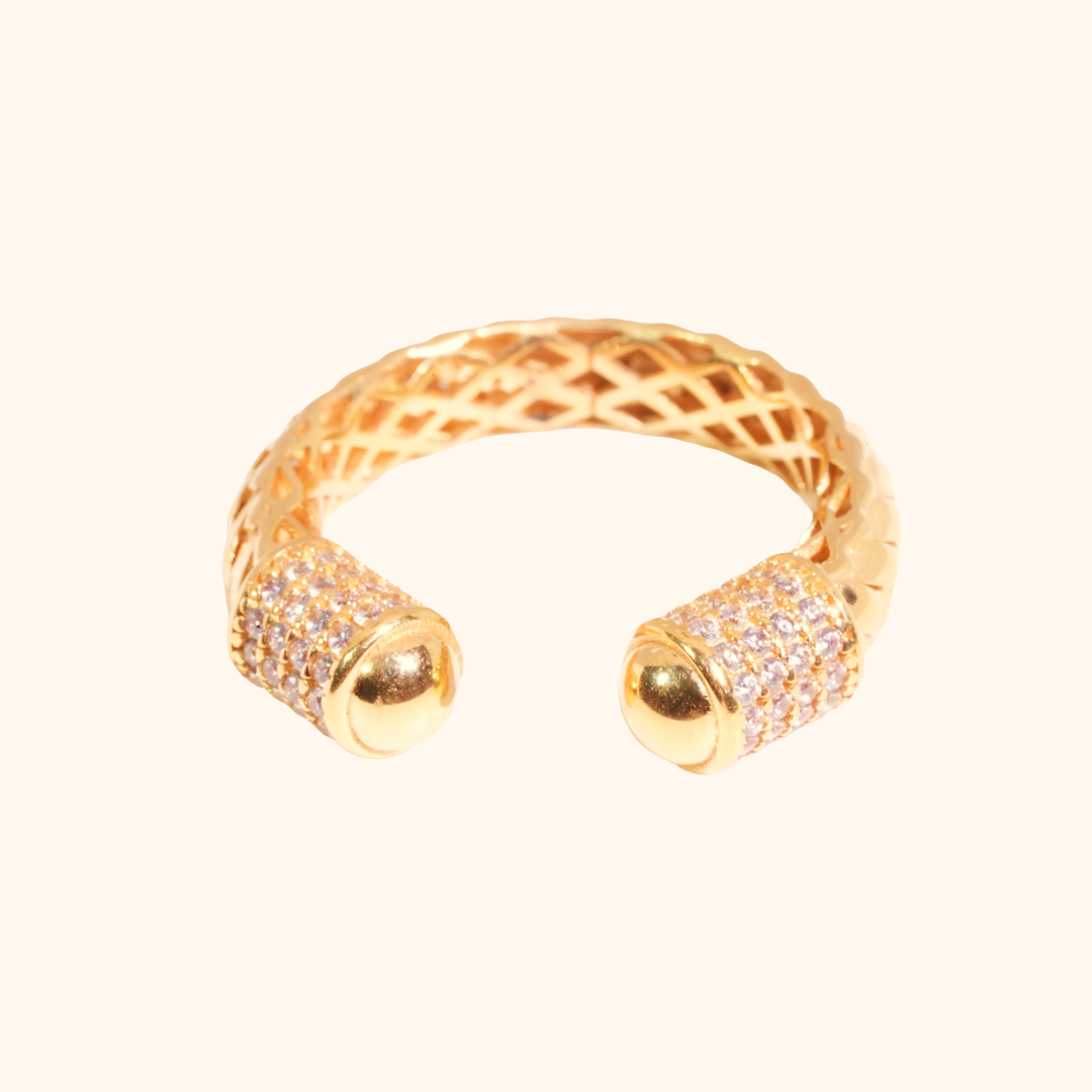 Bague Manchette Ouverte en Or Jaune 18K – Design Audacieux et Éclat Contemporain