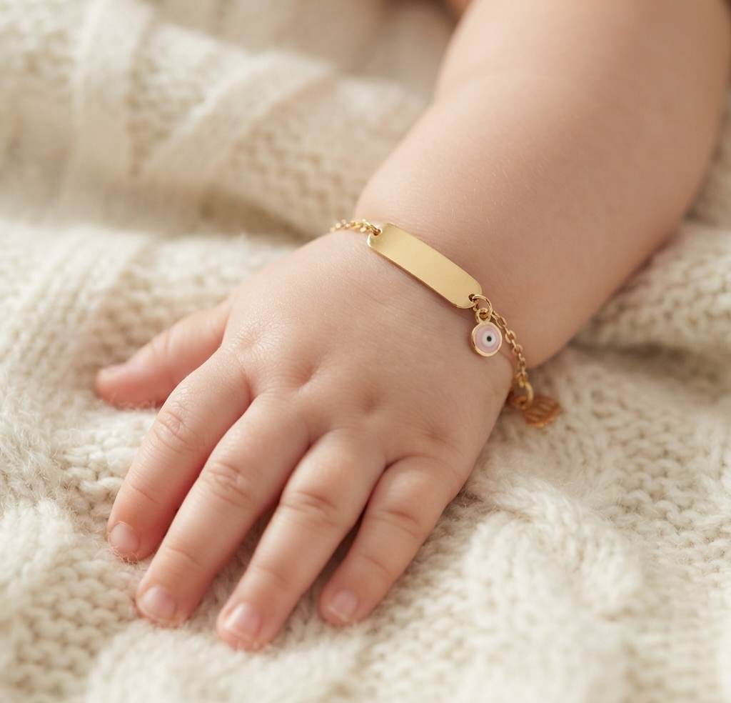 Bracelet Gourmette Bébé en Or Jaune 18 Carats – Bijou de Naissance