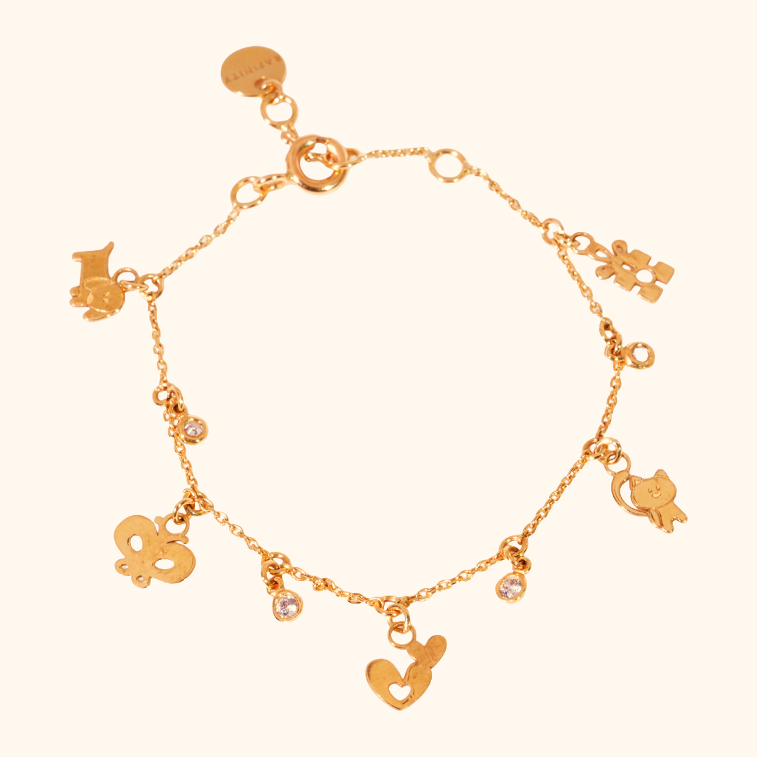 Gourmette Bébé en Or Jaune 18 Carats – Bracelet de Naissance avec Breloques Délicates