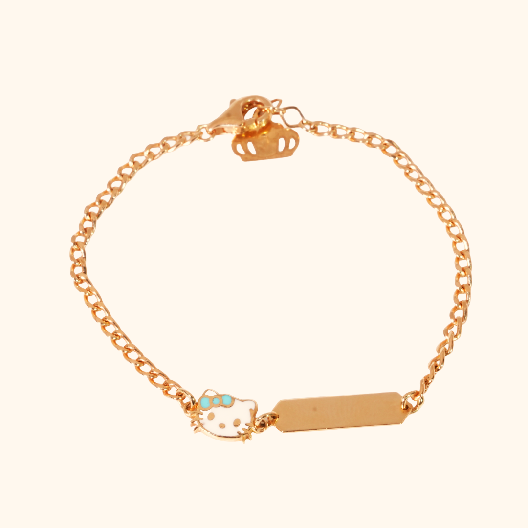 Gourmette Bébé Or Jaune 18K Hello Kitty – Plaque Personnalisable