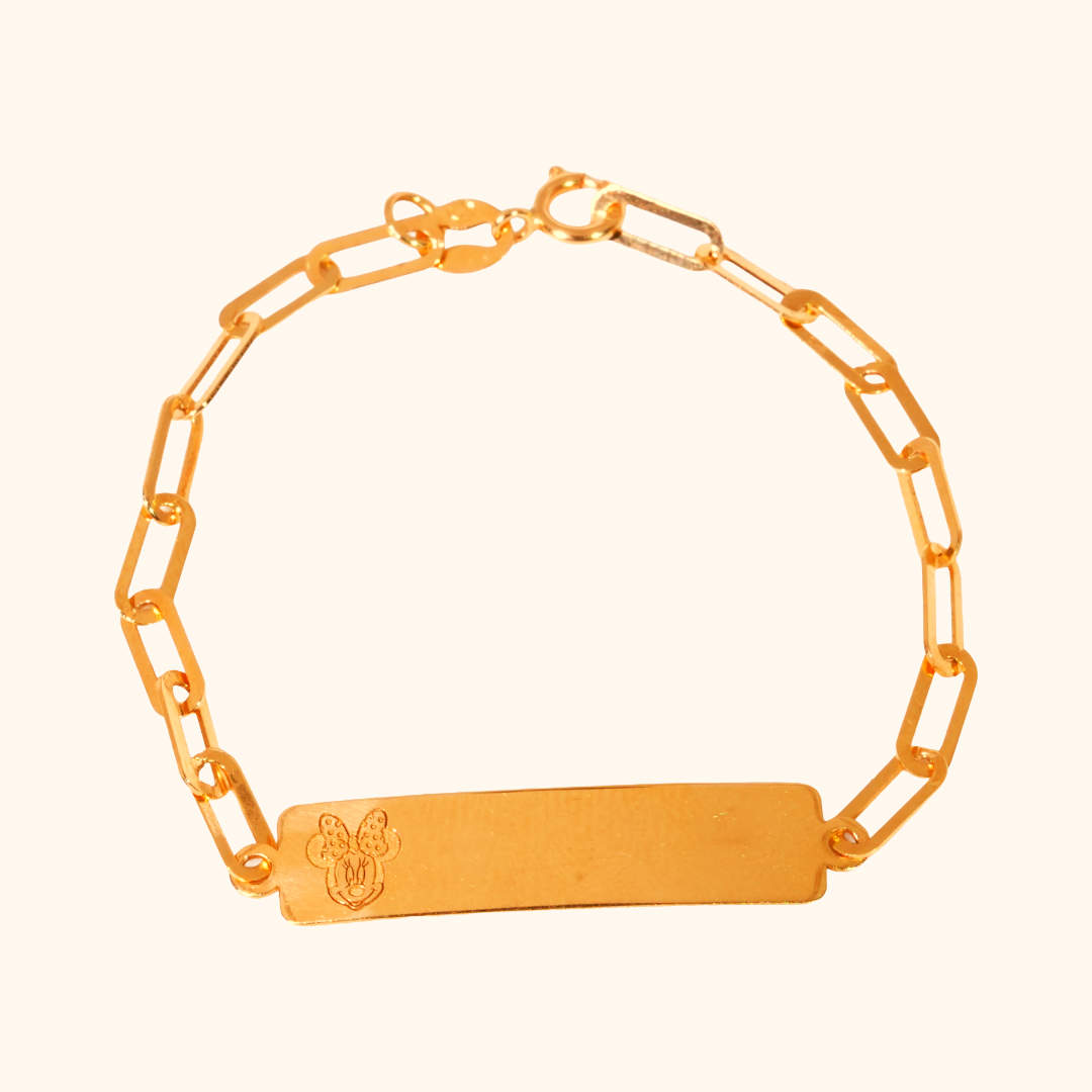 Gourmette Bébé en Or Jaune 18 Carats – Bracelet de Naissance avec Plaque à Personnaliser