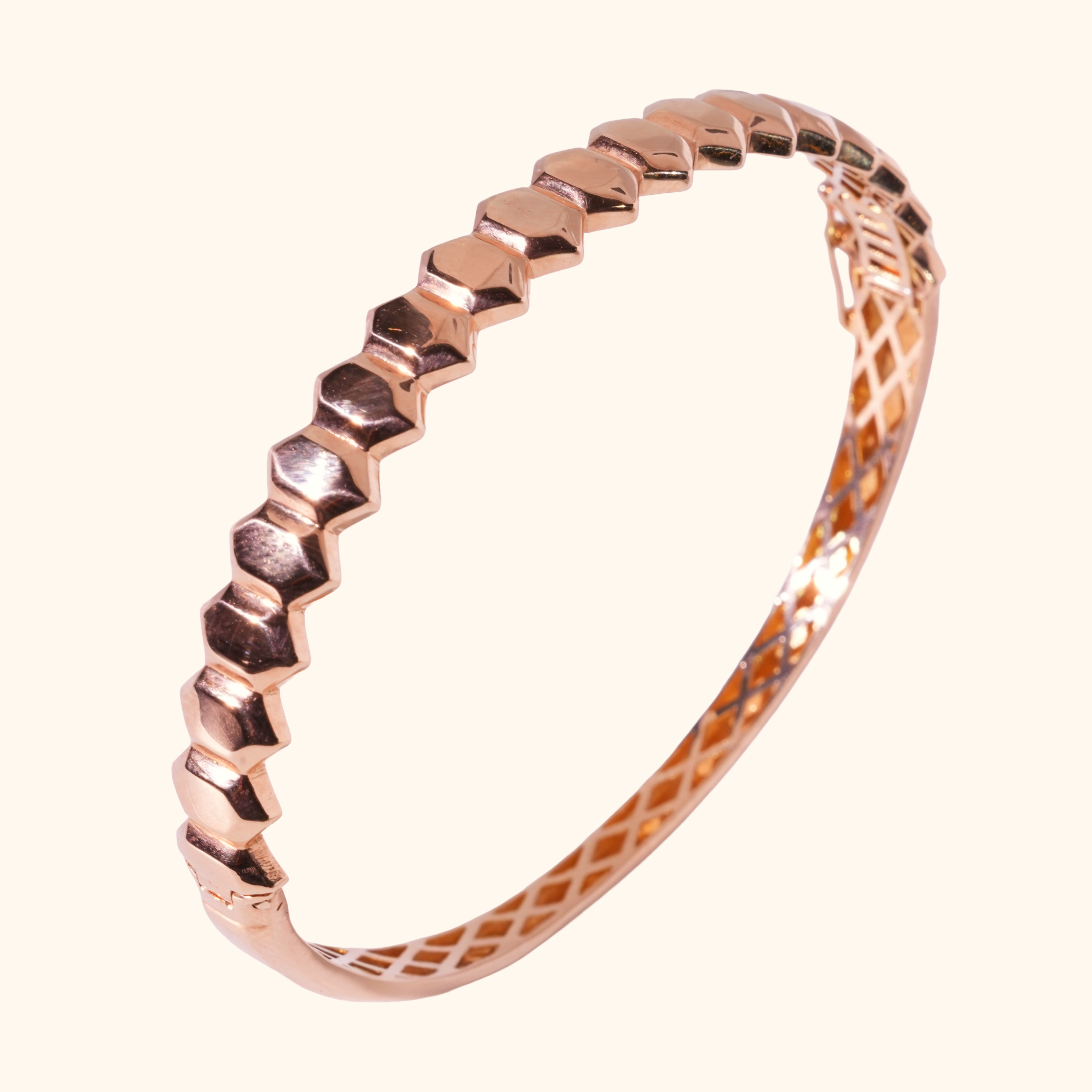 Bracelet Jonc Femme en Or Rose 18 Carats – Bracelet Rigide Géométrique au Design Moderne et Raffiné