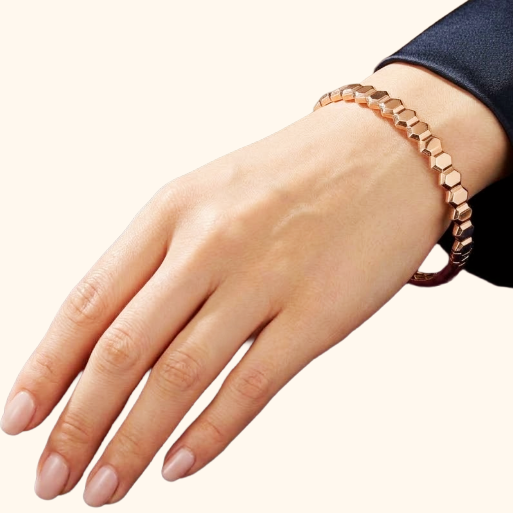 Bracelet Jonc Femme en Or Rose 18 Carats – Bracelet Rigide Géométrique au Design Moderne et Raffiné