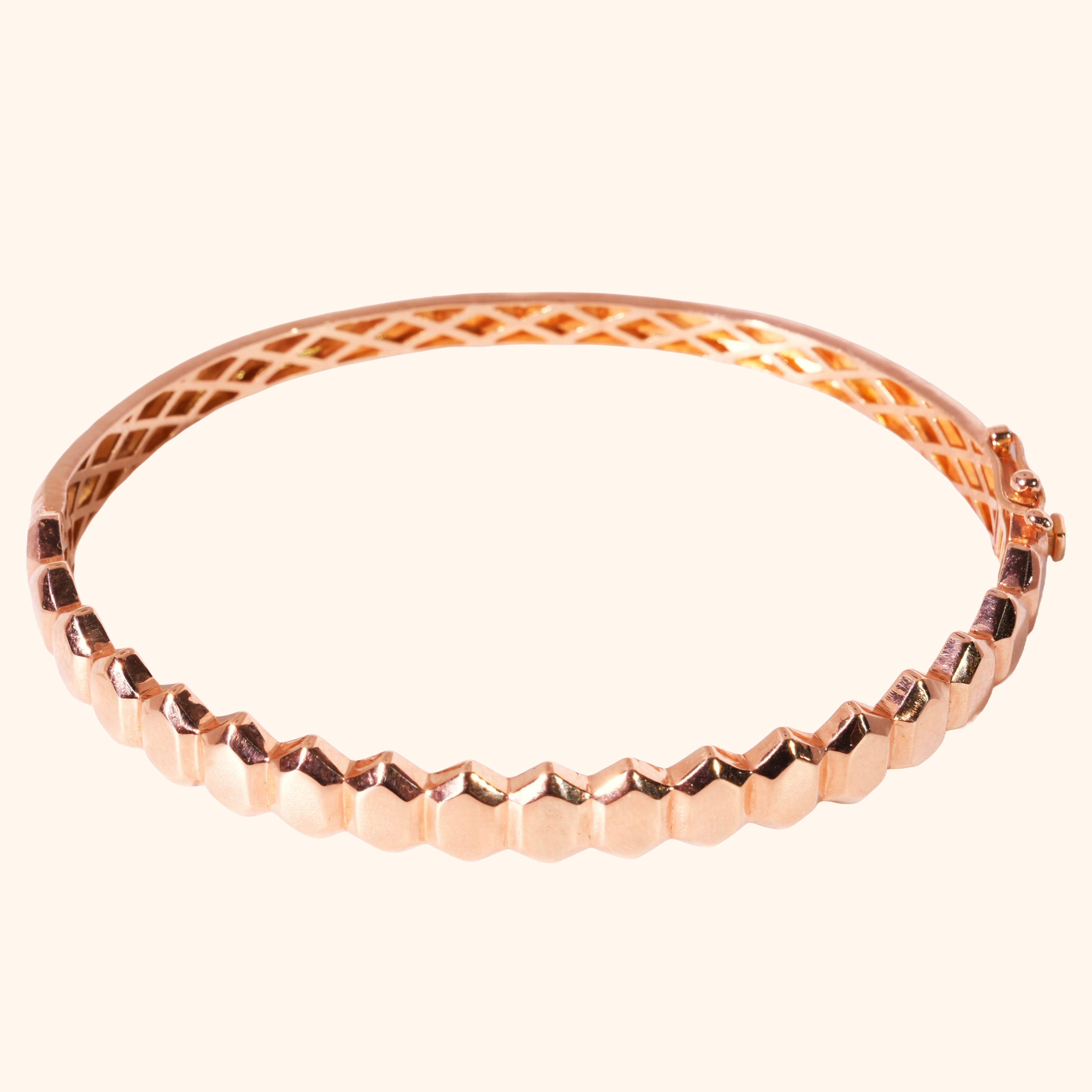 Bracelet Jonc Femme en Or Rose 18 Carats – Bracelet Rigide Géométrique au Design Moderne et Raffiné