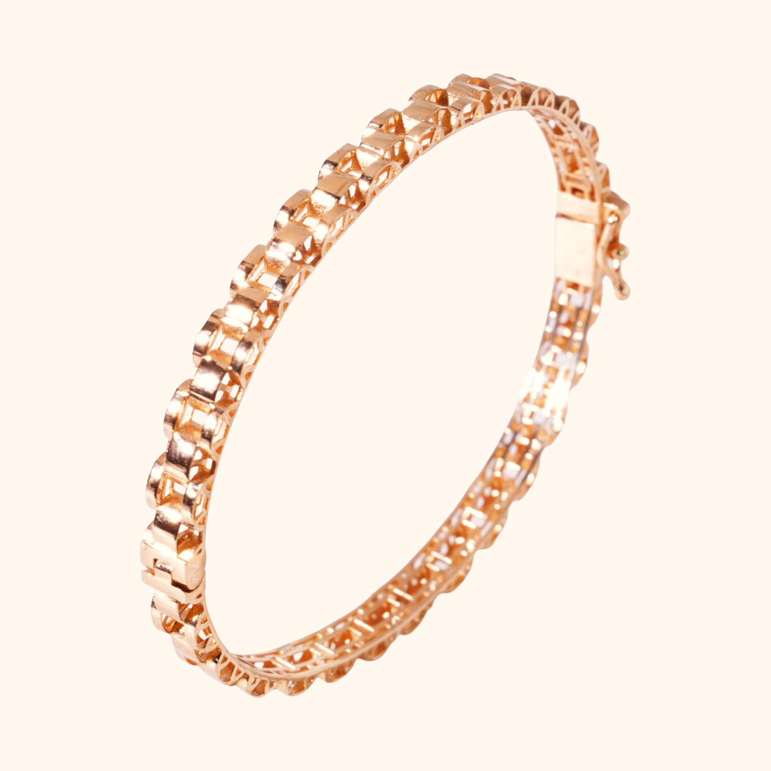 Bracelet Jonc Femme en Or Jaune 18 Carats – Bijou Élégant au Design Géométrique