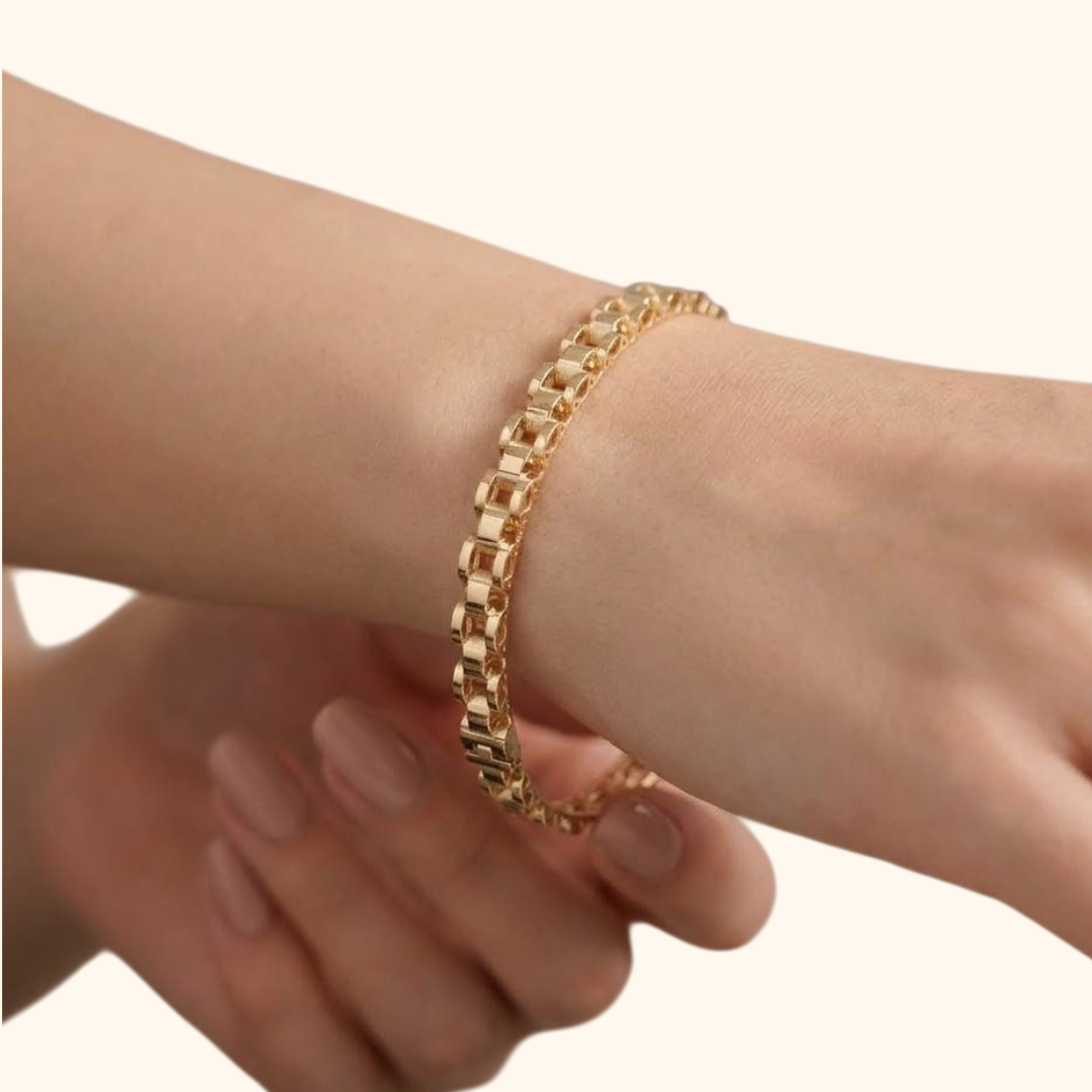 Bracelet Jonc Femme en Or Jaune 18 Carats – Bijou Élégant au Design Géométrique