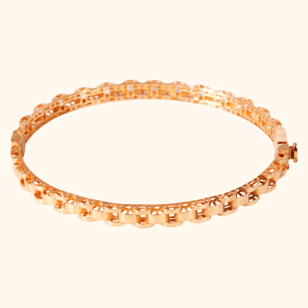 Bracelet Jonc Femme en Or Jaune 18 Carats – Bijou Élégant au Design Géométrique