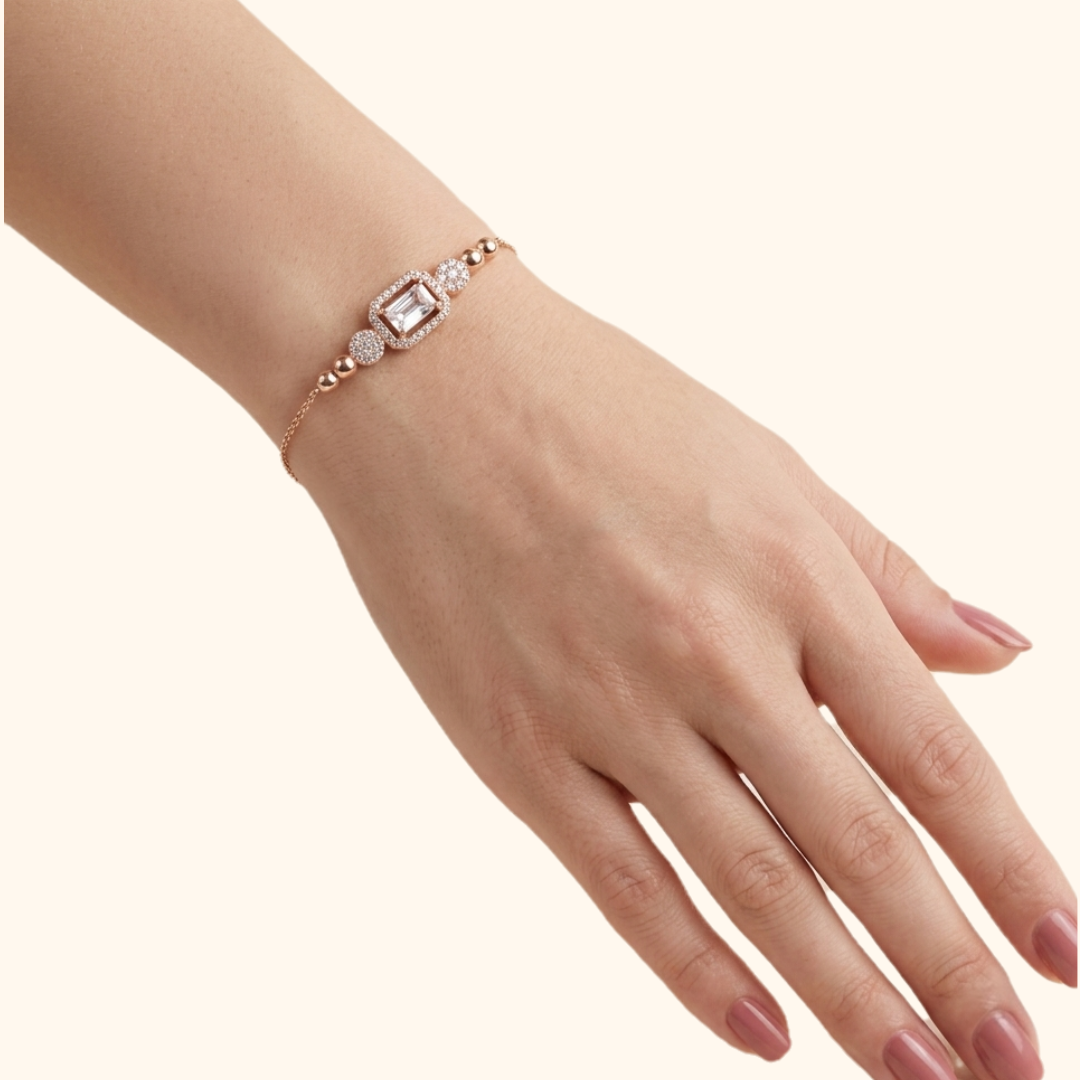 Gourmette Élégance Géométrique en Or Rose 18 Carats - Bijouterie Casablanca