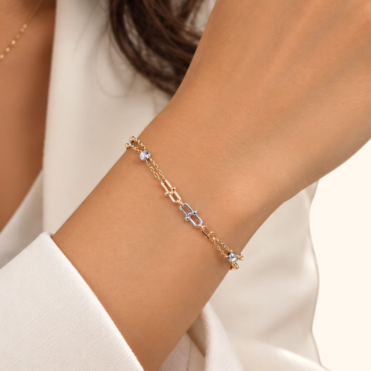 Gourmette Élégance Bicolore en Or 18 Carats - Joaillerie GLK
