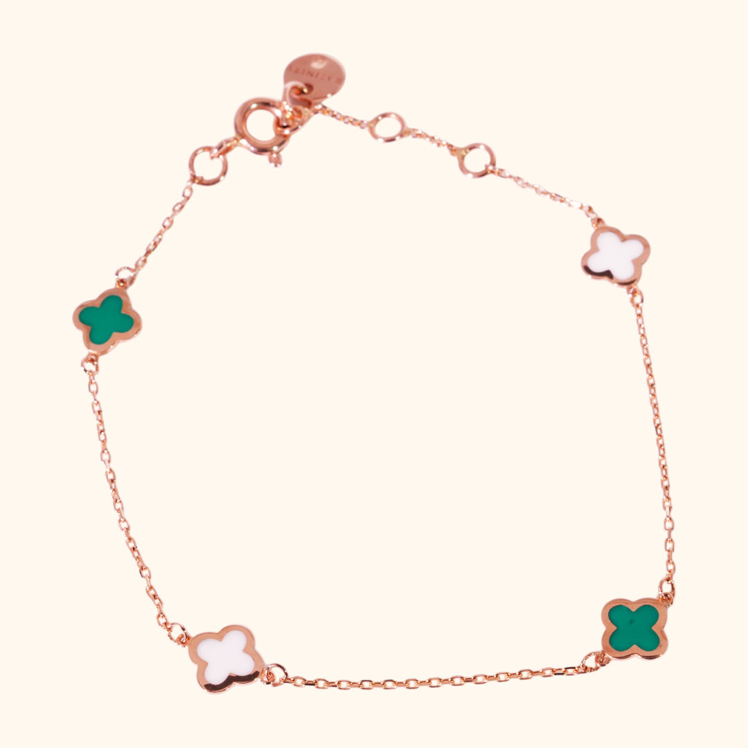 Gourmette Trèfles Élégance en Or Rose 18 Carats