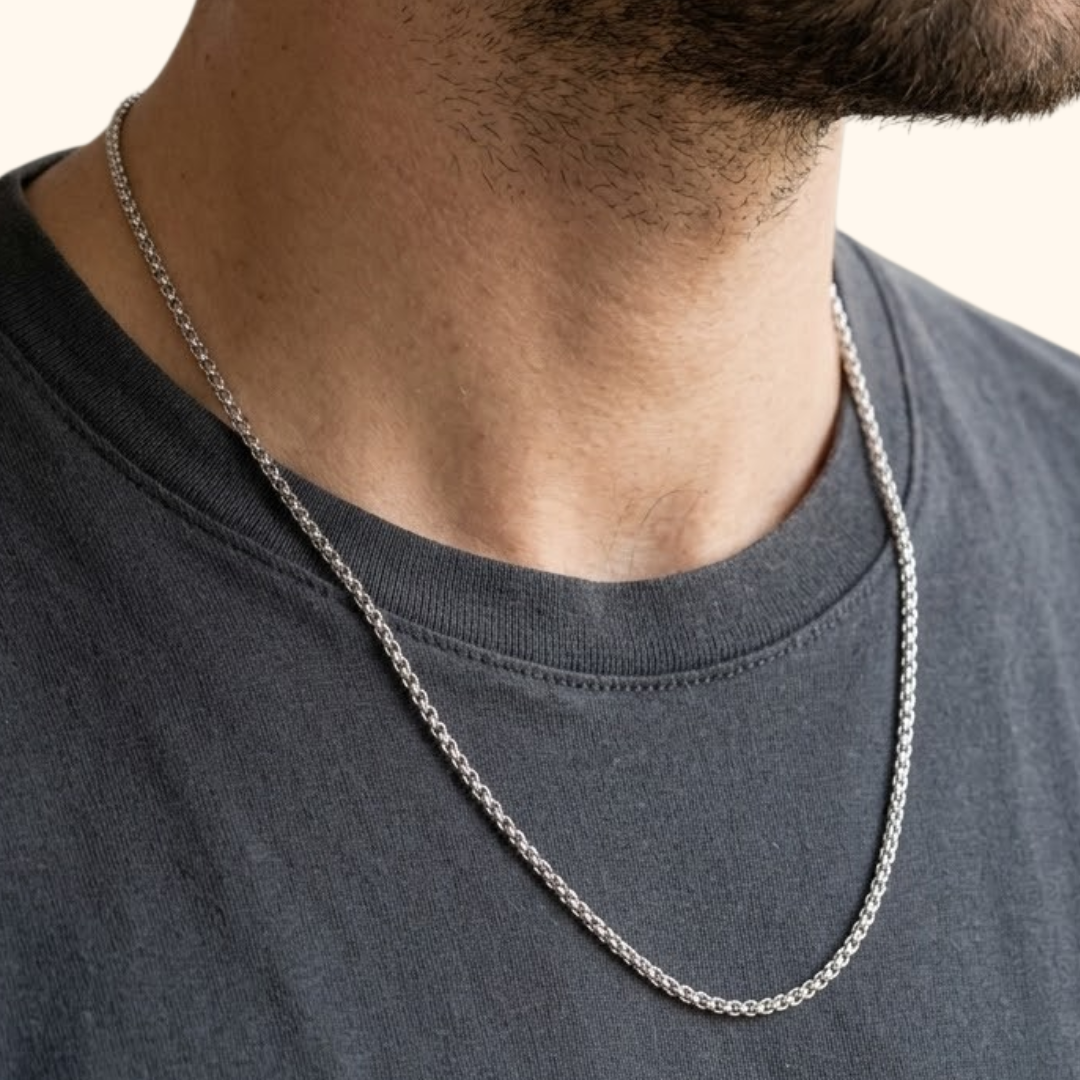 Chaîne Homme en Or Blanc 18 Carats – Collier Élégant au Design Minimaliste