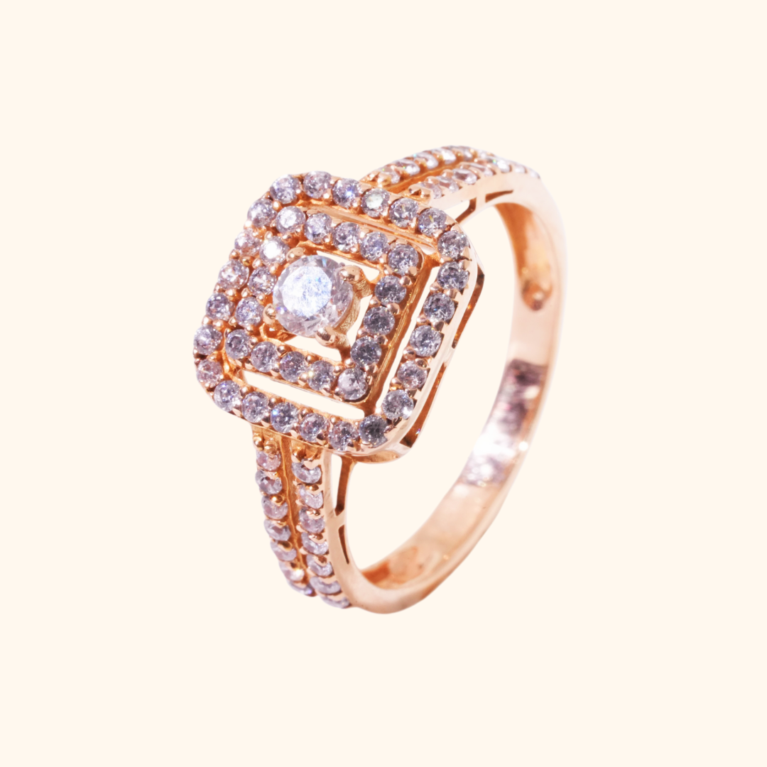 Bague de Mariage Femme en Or Rose 18 Carats – Anneau Sertis de Zircons Élégants