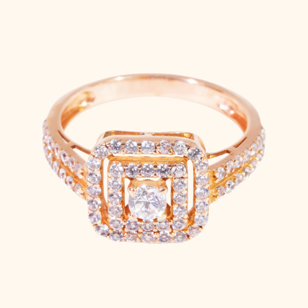 Bague de Mariage Femme en Or Rose 18 Carats – Anneau Sertis de Zircons Élégants
