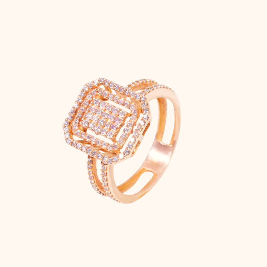 Bague de Mariage Femme en Or Rose 18 Carats avec Oxyde de Zirconium Premium