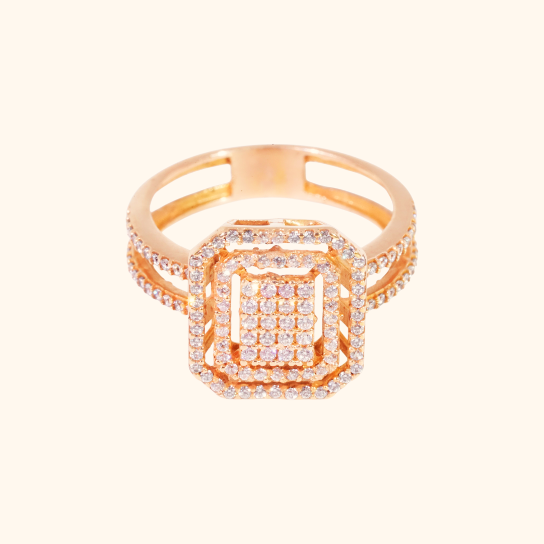 Bague de Mariage Femme en Or Rose 18 Carats avec Oxyde de Zirconium Premium