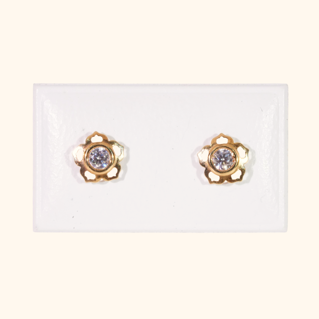Boucles d’Oreilles Bébé en Or Jaune 18 Carats - Cadeau de Naissance