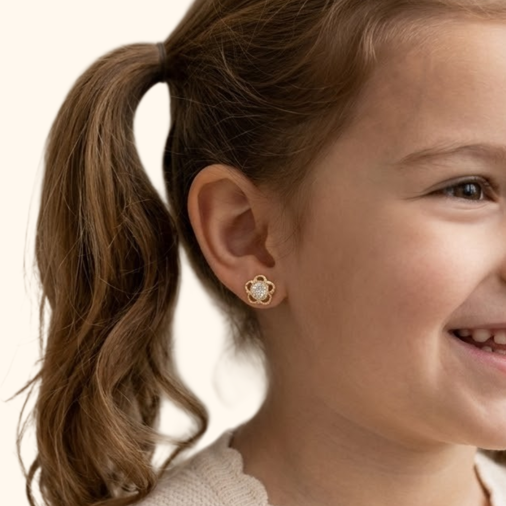 Boucles d’Oreilles Bébé en Or Jaune 18 Carats - Cadeau de Naissance