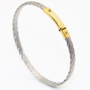 Bracelet homme en acier avec boucle en or 18K, design moderne et robuste.