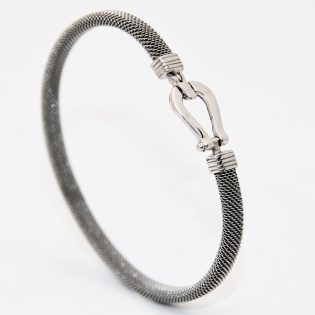 Bracelet homme en acier avec boucle en or 18K, design moderne et robuste.