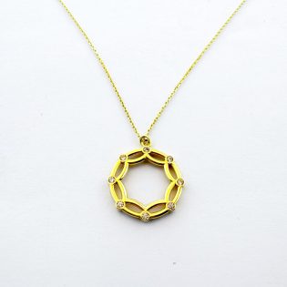 Chaîne pendentif moderne en or 18K, design minimaliste.